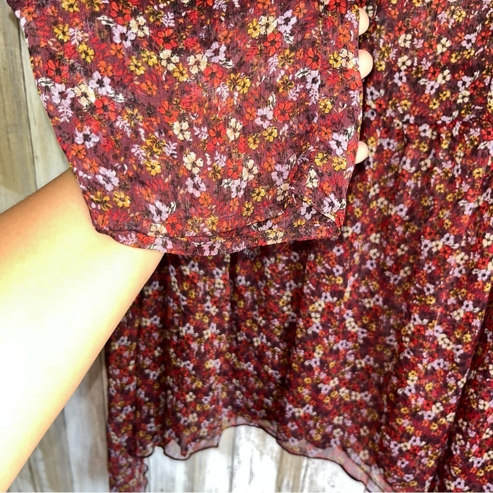 Lane Bryant Floral Chiffon Handkerchief Hem Button Front Boho Blouse 14/16 - Picture 8 of 9